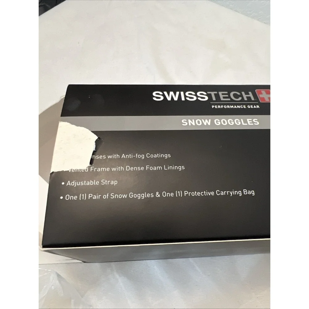 Snow Goggles Black Swiss Tech Performance Gear Dual‎ Lenses Anti-Fog Coating
